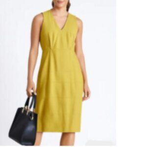 Antonio Melani Women's V-Neck Sleeveless Pencil Shift Dress Yellow Size 2
